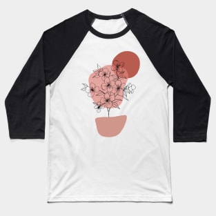 Abstract Botanical Potted Flowering Plant Baseball T-Shirt